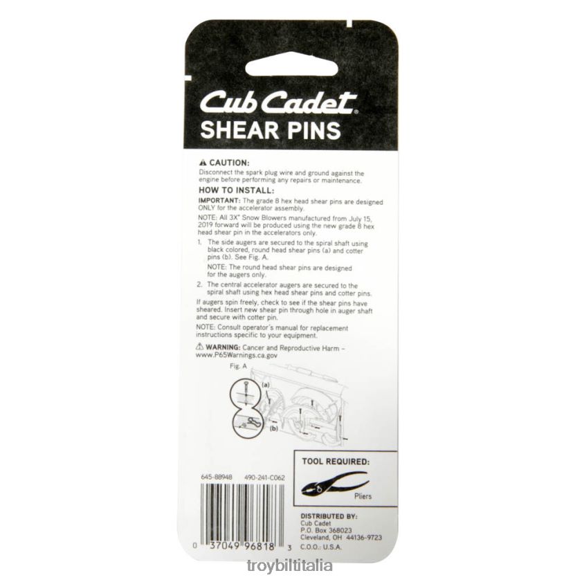 servizio e parte| Troy-Bilt perni di tranciamento X8F62H147