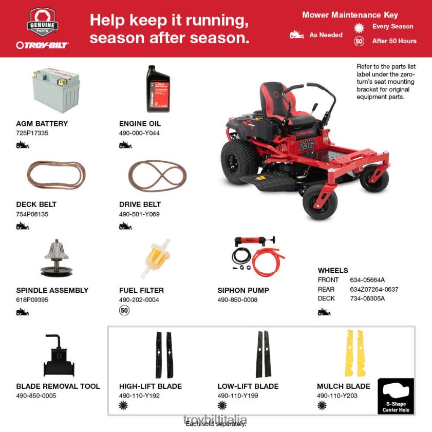 tosaerba| Troy-Bilt mustang z46 pilota a raggio di svolta zero X8F62H4